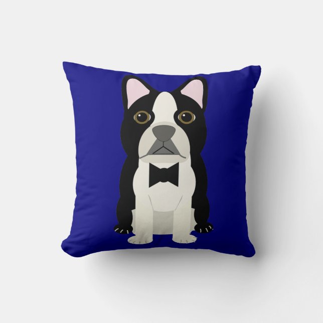 Boston Terrier navy Kissen (Vorderseite)