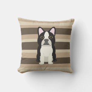 Boston Terrier Neutral gestreift  Kissen