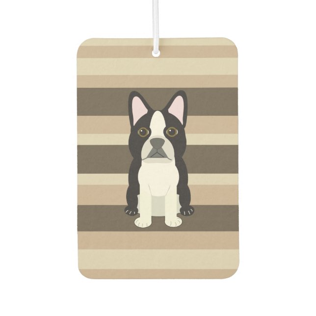 Boston Terrier Neutral striped  Autolufterfrischer (Vorderseite)