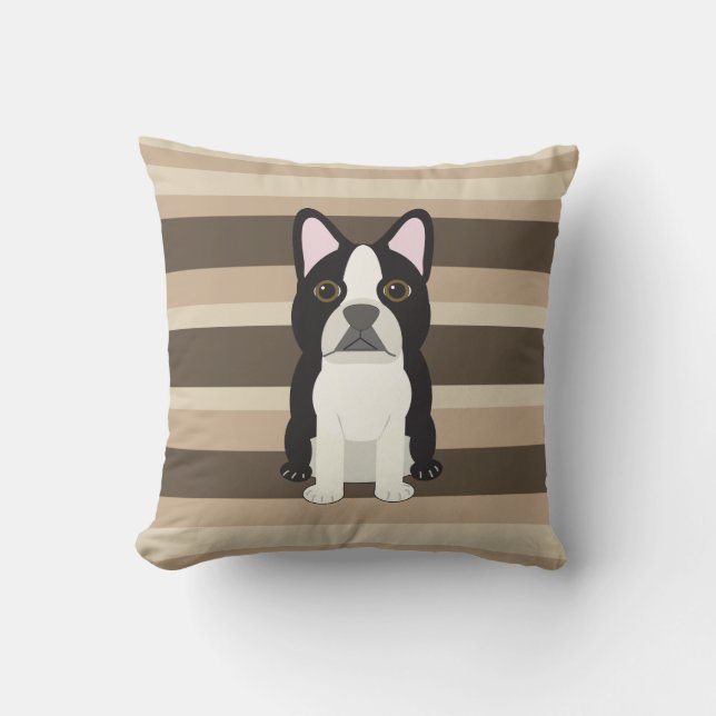 Boston Terrier Neutral striped  Kissen (Vorderseite)