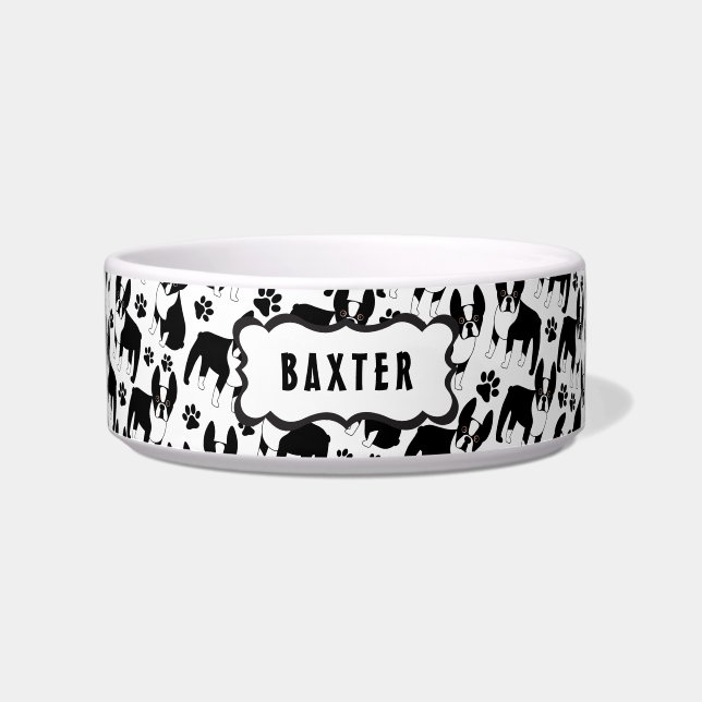 Boston Terrier Niedlich mit dem Namen Ihres Hundes Napf (Vorderseite)