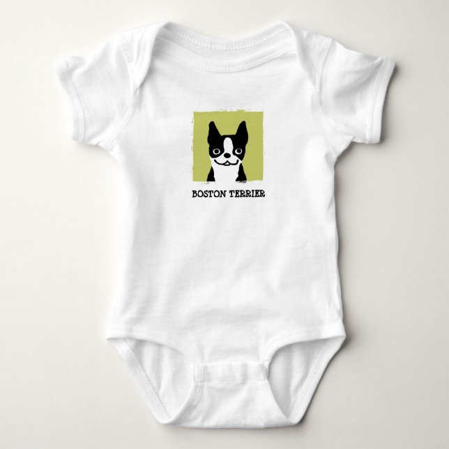 Boston Terrier| Niedliche Hundefläche Baby Strampler (Vorderseite)