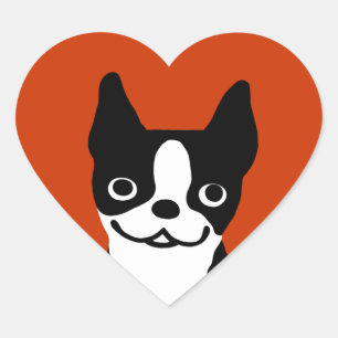 Boston Terrier - Niedlicher Hund Herz-Aufkleber