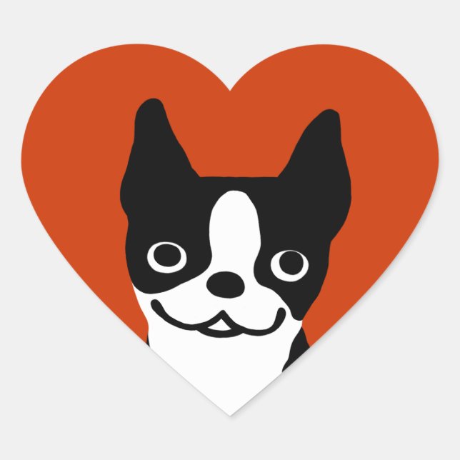 Boston Terrier - Niedlicher Hund Herz-Aufkleber (Vorderseite)