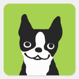 Boston Terrier - Niedlicher Hund Quadratischer Aufkleber