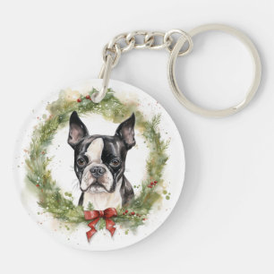 Boston Terrier Noël Wreath Festive Pup