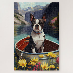 Boston Terrier on a Paddle: Ein Landschaftliches A