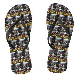 Boston Terrier on a Paddle: Ein Landschaftliches A Flip Flops
