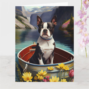 Boston Terrier on a Paddle: Ein Landschaftliches A Karte