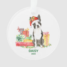 Boston Terrier Ornament mit Hundename