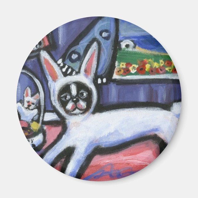 Boston Terrier Osterhase Magnet (Vorne)
