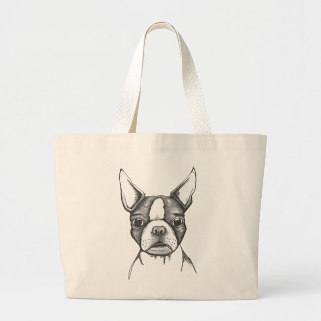 BOSTON TERRIER OVERSIZIERTE TOTE BAG JUMBO STOFFBEUTEL (Vorne)