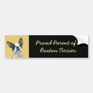 Boston Terrier Painting - Niedliche Original Dog A Autoaufkleber