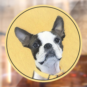 Boston Terrier Painting - Niedliche Original Dog A Fensteraufkleber