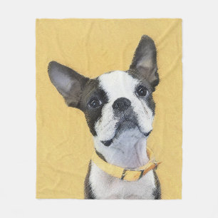 Boston Terrier Painting - Niedliche Original Dog A Fleecedecke