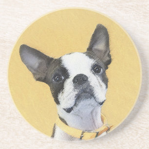 Boston Terrier Painting - Niedliche Original Dog A Getränkeuntersetzer