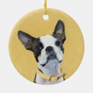 Boston Terrier Painting - Niedliche Original Dog A Keramik Ornament