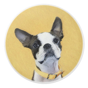 Boston Terrier Painting - Niedliche Original Dog A Keramikknauf