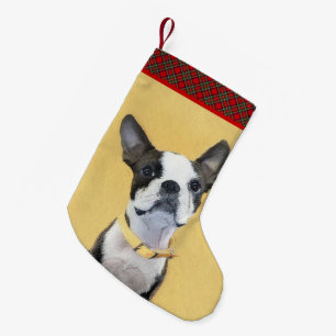 Boston Terrier Painting - Niedliche Original Dog A Kleiner Weihnachtsstrumpf
