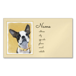 Boston Terrier Painting - Niedliche Original Dog A Magnetische Visitenkarte