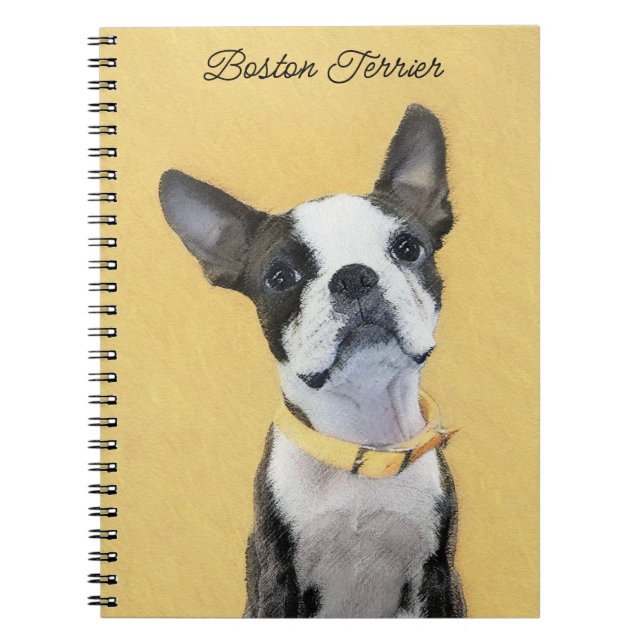 Boston Terrier Painting - Niedliche Original Dog A Notizblock (Vorderseite)
