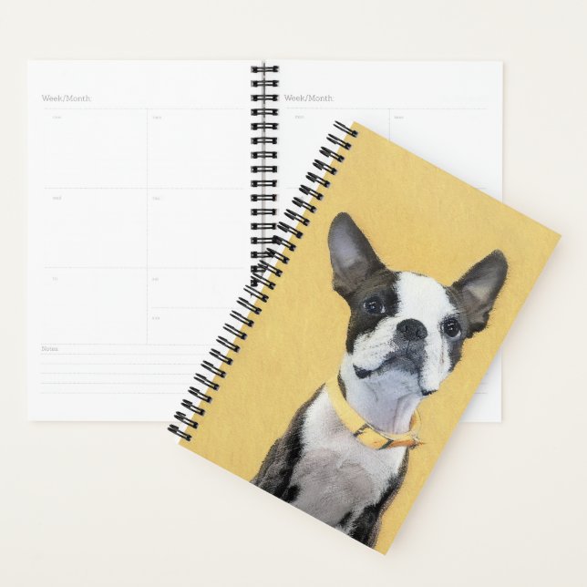 Boston Terrier Painting - Niedliche Original Dog A Planer (Anzeige)