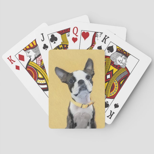 Boston Terrier Painting - Niedliche Original Dog A Spielkarten (Rückseite)