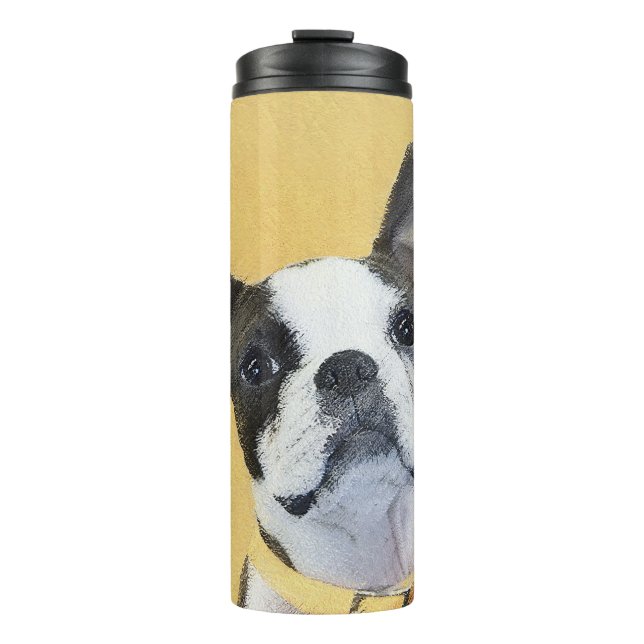 Boston Terrier Painting - Niedliche Original Dog A Thermosbecher (Vorderseite)
