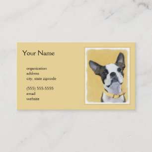 Boston Terrier Painting - Niedliche Original Dog A Visitenkarte