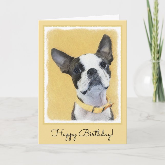 Boston Terrier Painting - Niedliche Original Hund  Karte (Vorderseite)