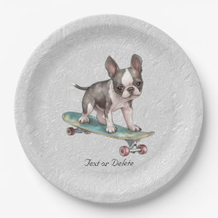 Boston Terrier Paper Plate Pappteller
