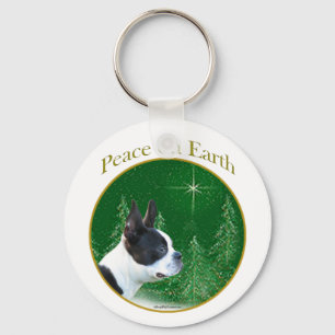 Boston Terrier Peace Schlüsselanhänger
