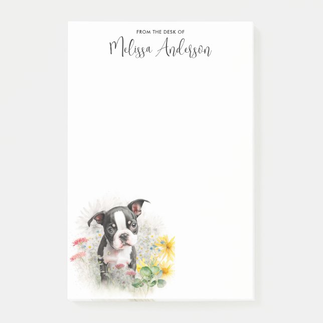 Boston Terrier Personalisiert Dog Lover Niedlich P Post-it Klebezettel (Vorderseite)