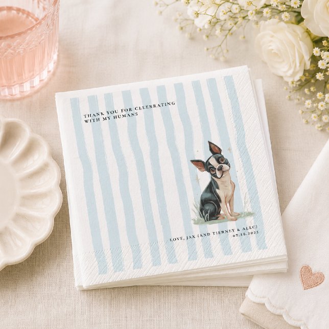 Boston Terrier | Personalisierte Illustrations-Hoc Serviette (Von Creator hochgeladen)
