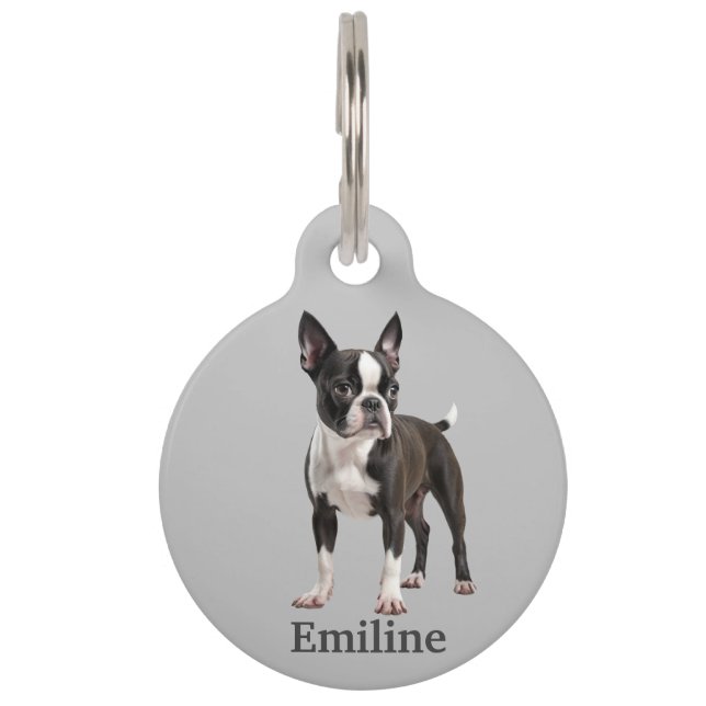 Boston Terrier Personalize Haustiermarke (Vorderseite)