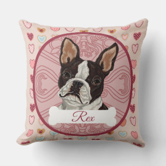 Boston Terrier Personalize Valenting Heart Pillow Kissen