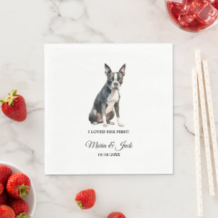 Boston Terrier Pet Cocktail Wedding Serviette