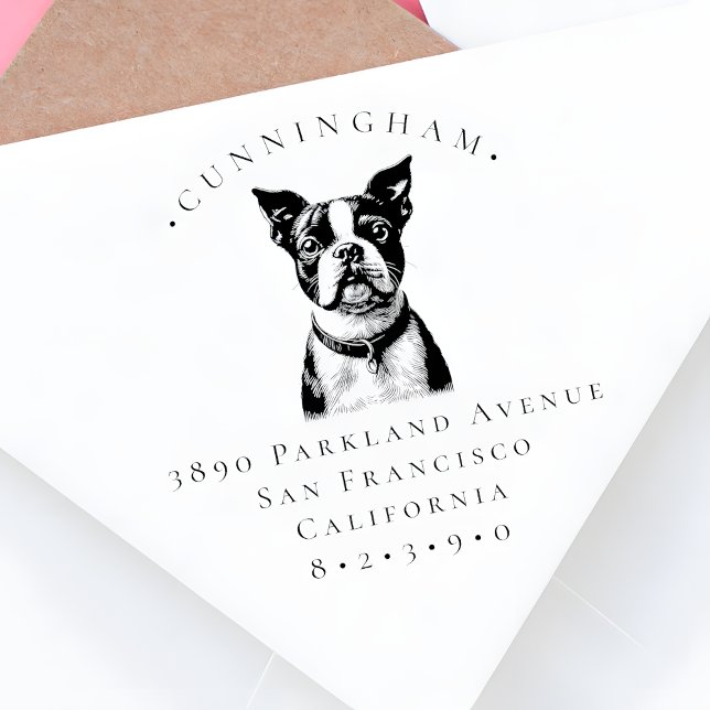 Boston Terrier Pet Hund Name & Rücksendeadresse Gummistempel (Von Creator hochgeladen)