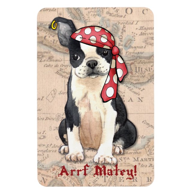 Boston Terrier Pirate Magnet (Vertikal)