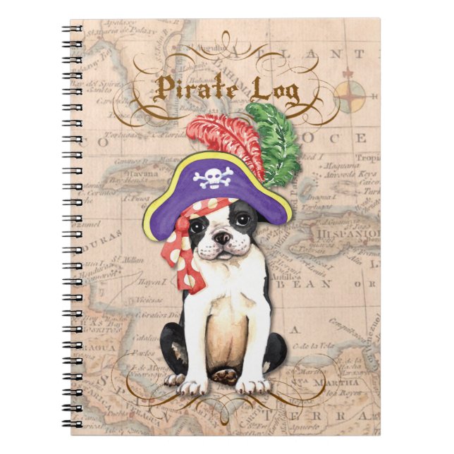 Boston Terrier Pirate Notizblock (Vorderseite)