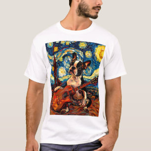 Boston Terrier Playing Guitar Niedlich Dog Lover T T-Shirt