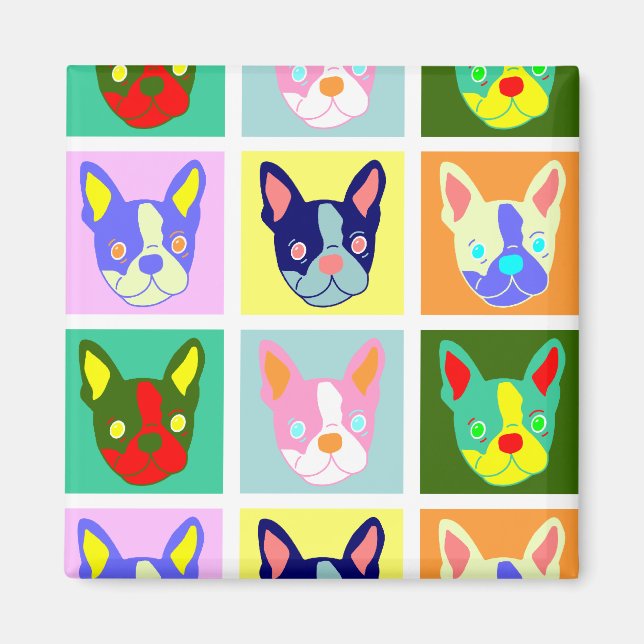 Boston Terrier Pop Art Magnet (Vorne)