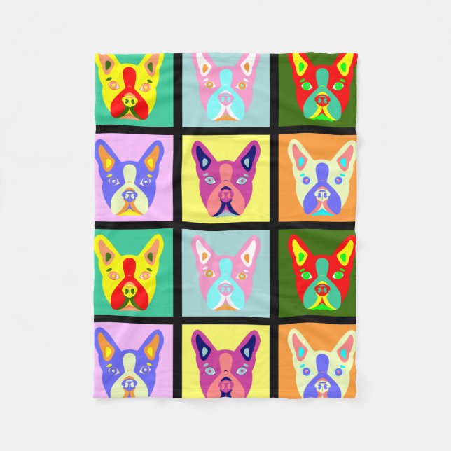 Boston-Terrier-Pop-Kunst Fleecedecke (Vorderseite)