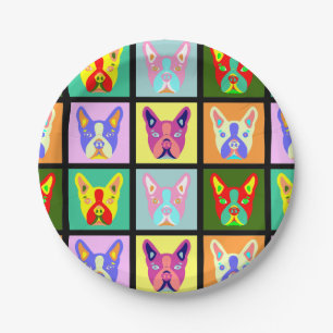 Boston-Terrier-Pop-Kunst Pappteller