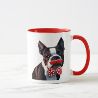 Boston Terrier Portrait mit Red Bow Krawatte und 2