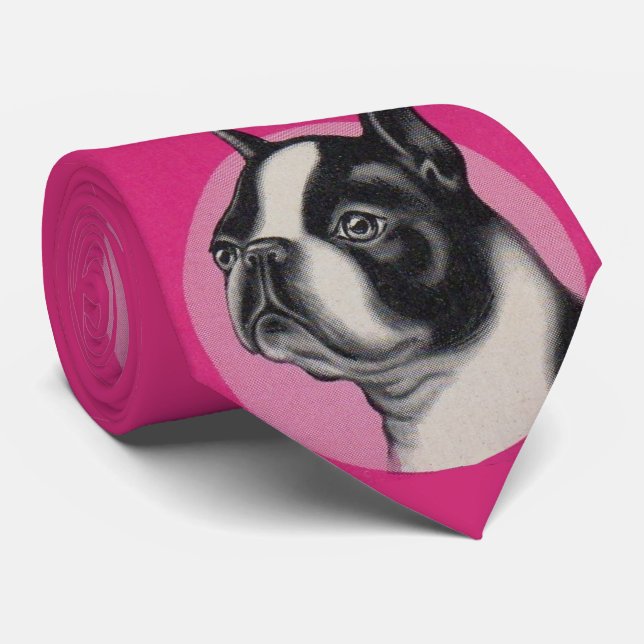 Boston Terrier Print Krawatte (Gerollt)