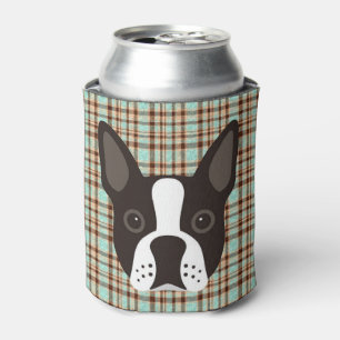 Boston Terrier Puppy Dog Tartan Kariert Dosenkühler