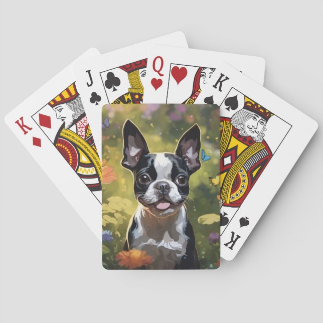 Boston Terrier Puppy Spielkarten (Rückseite)