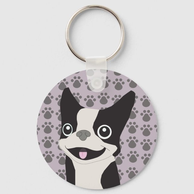Boston Terrier, Purple lavender Schlüsselanhänger (Vorderseite)