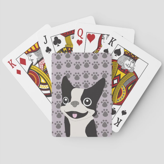 Boston Terrier, Purple lavender Spielkarten (Rückseite)